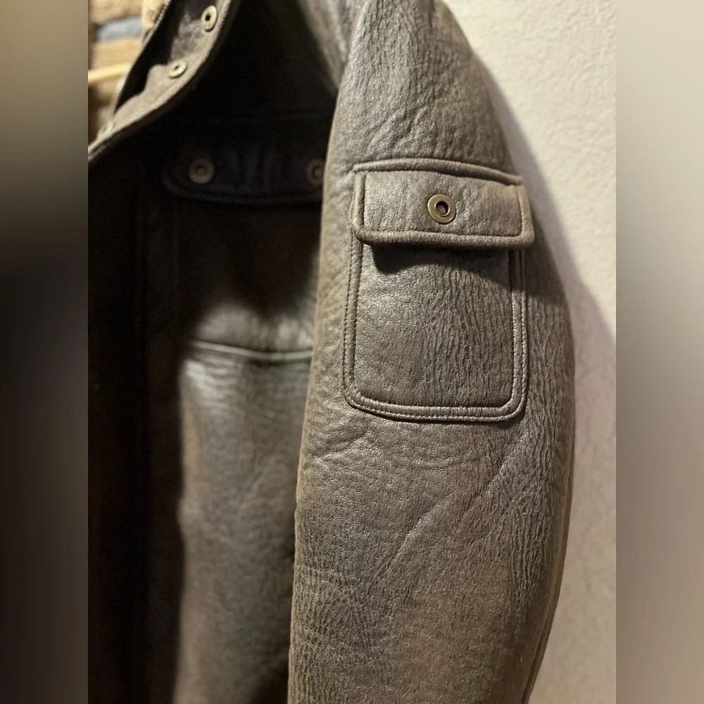 Rogue State Men's Brown Faux Fur Bomber Flight Jacket Large - Picture 6 of 11